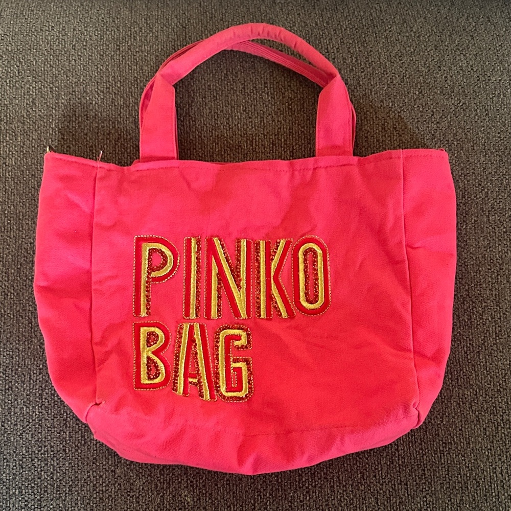 Pinko Vibrant Pink and Gold Tote Bag